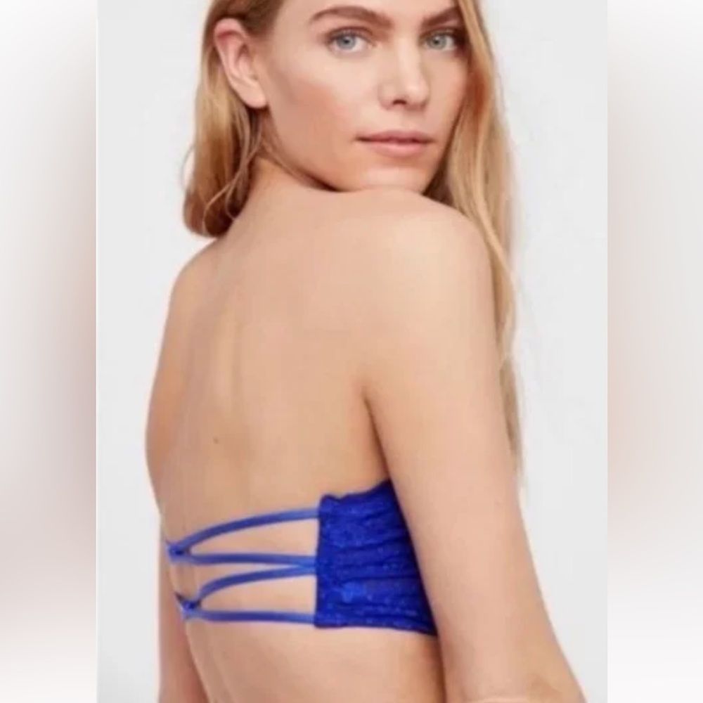 Free People Lace Bright Blue Bandeau bra Medium - Picture 2 of 3